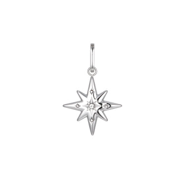 Aleena Silver Crystal Chunky Star Pendant Charm