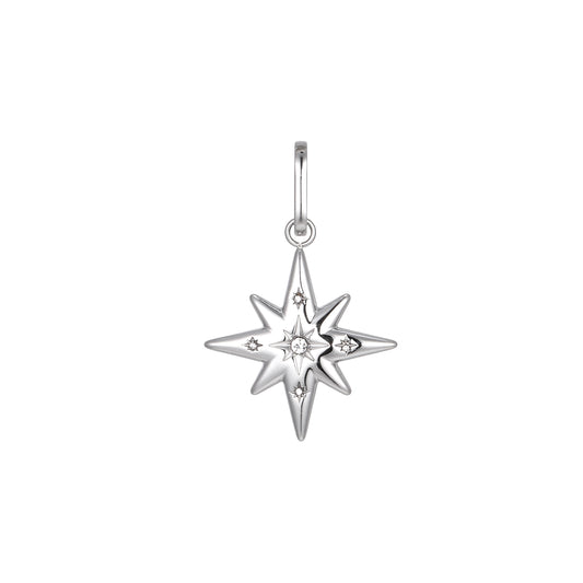 Aleena Silver Crystal Chunky Star Pendant Charm