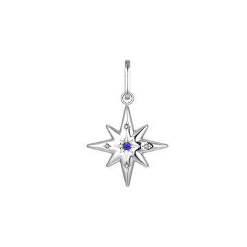 Aleena Silver Multi Blue Chunky Star Pendant Charm