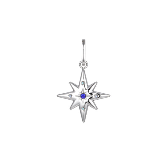 Aleena Silver Multi Blue Chunky Star Pendant Charm