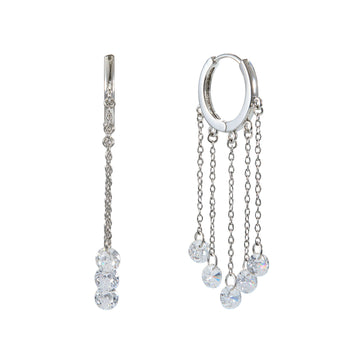 Alisa Silver Crystal Huggie Earrings
