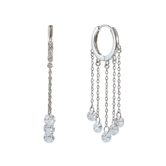 Alisa Silver Crystal Huggie Earrings
