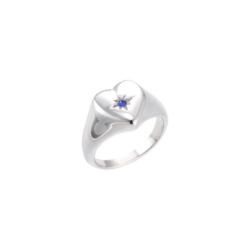 Amina Silver Blue Heart Ring