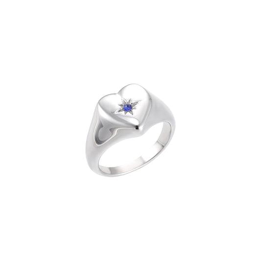 Amina Silver Blue Heart Ring