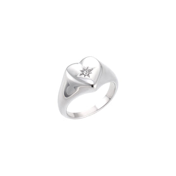Amina Silver Crystal Heart Ring