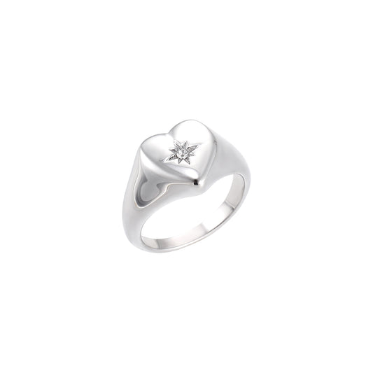 Amina Silver Crystal Heart Ring