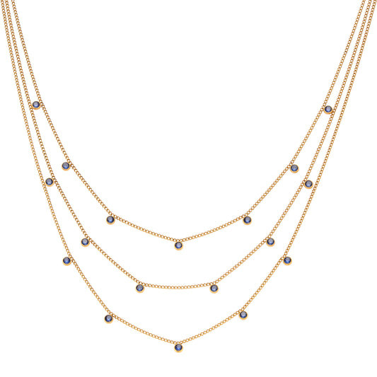 Amy Stacker Necklace Gold & Blue