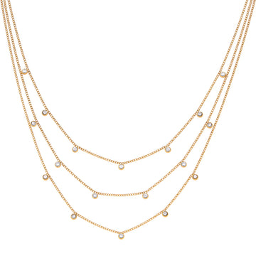 Amy Stacker Necklace Gold & Crystal