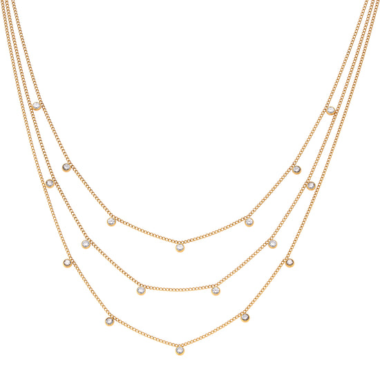 Amy Stacker Necklace Gold & Crystal