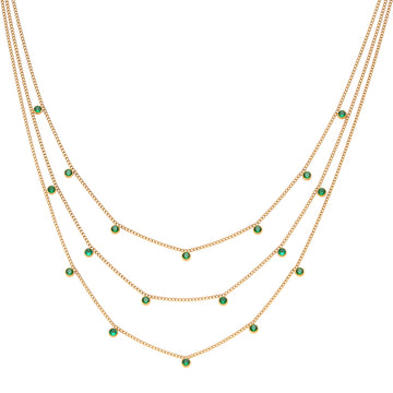 Amy Stacker Necklace Gold & Green