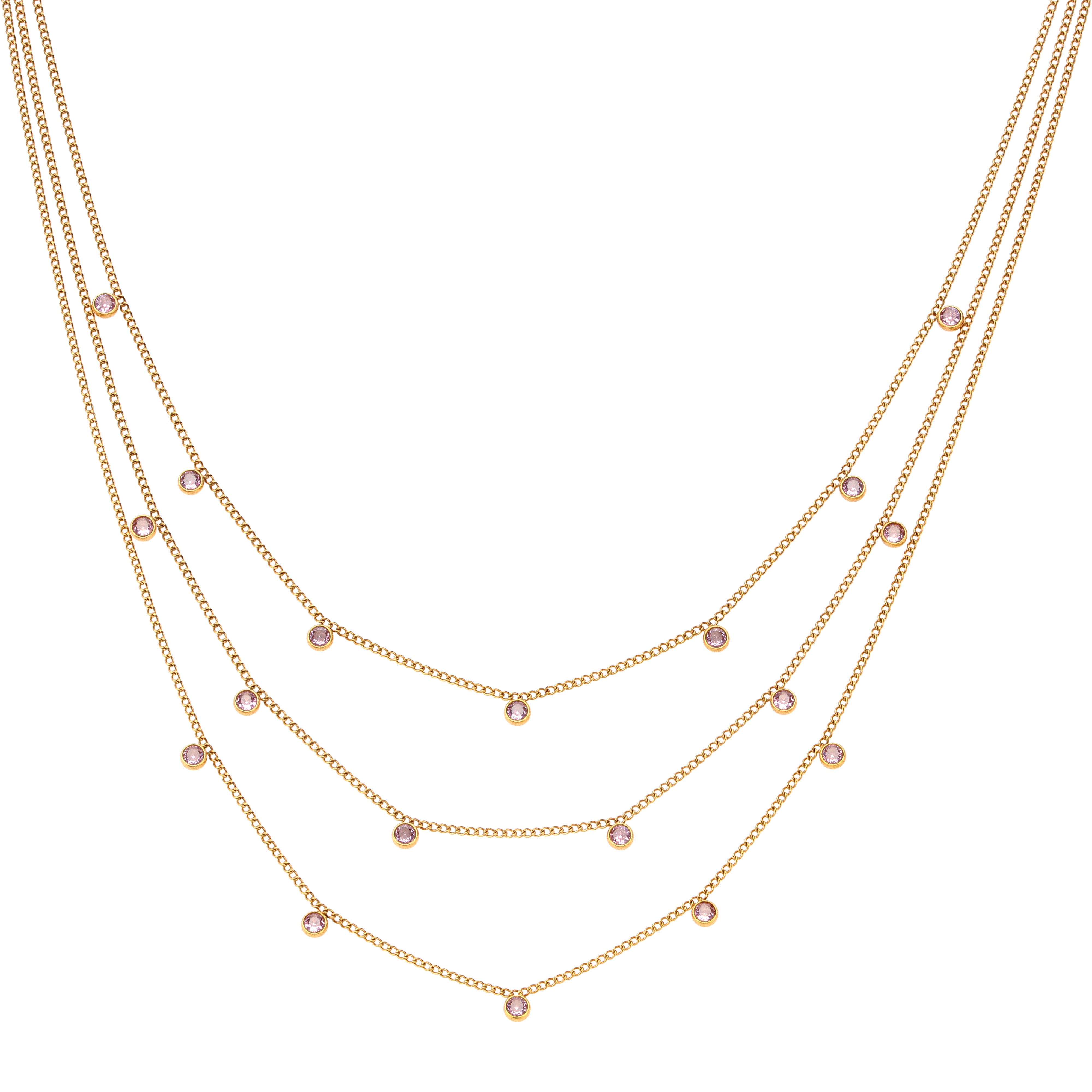 Amy Stacker Necklace Gold & Pink – Bijoux De Mimi