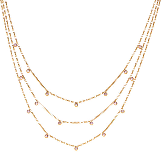 Amy Stacker Necklace Gold & Pink