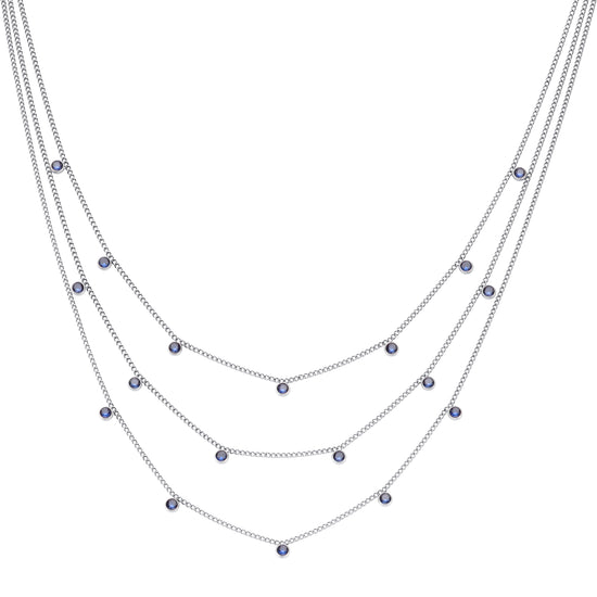 Amy Stacker Necklace Silver & Blue