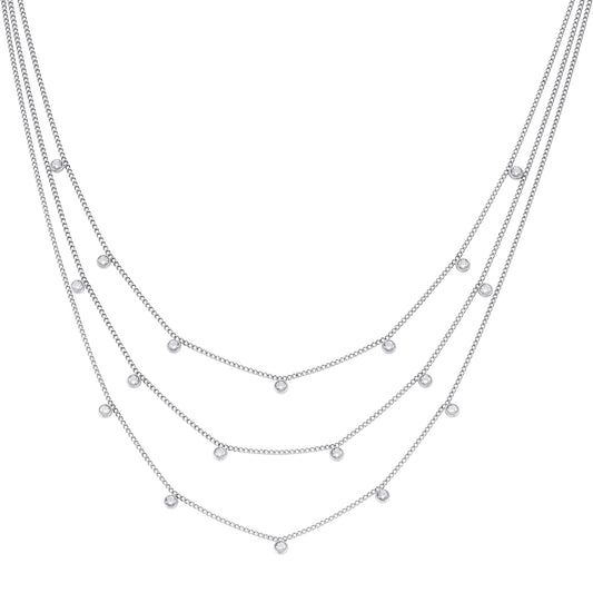 Amy Stacker Necklace Silver & Crystal