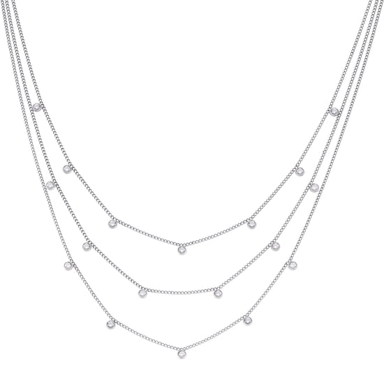 Amy Stacker Necklace Silver & Crystal