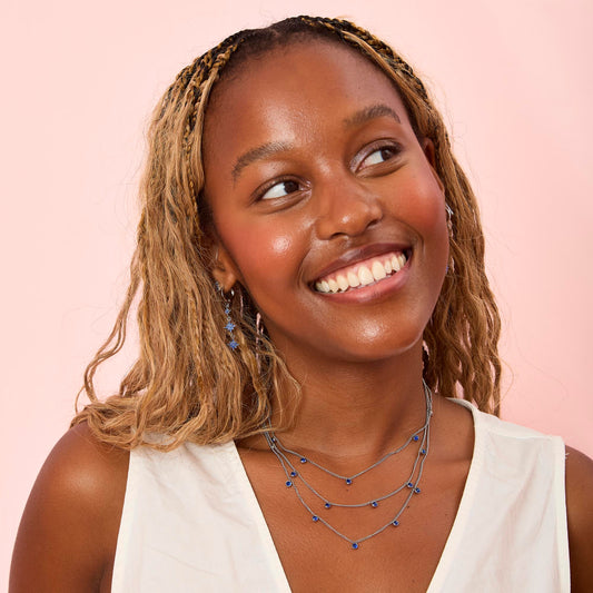 Amy Silver Blue Stacker Necklace