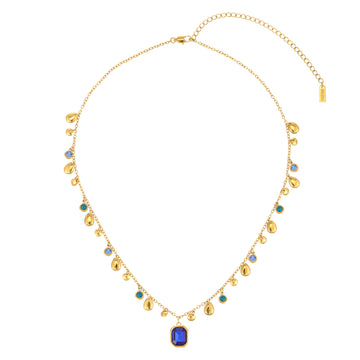 Anais Gold Blue Droplet Stacking Necklace