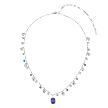 Anais Silver Blue Droplet Stacking Necklace