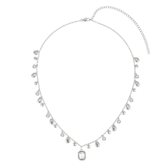 Anais Silver Crystal Droplet Stacking Necklace