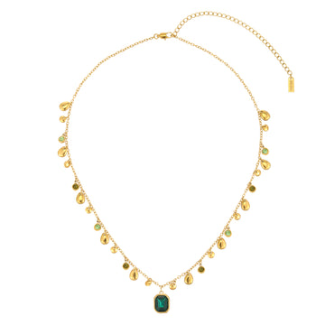 Anais Gold Green Droplet Stacking Necklace