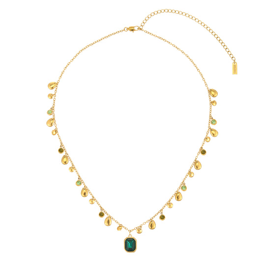 Anais Gold Green Droplet Stacking Necklace