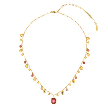 Anais Gold Pink Droplet Stacking Necklace