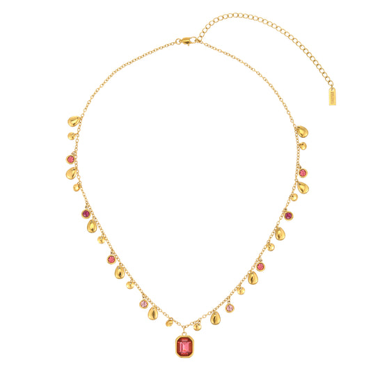 Anais Gold Pink Droplet Stacking Necklace