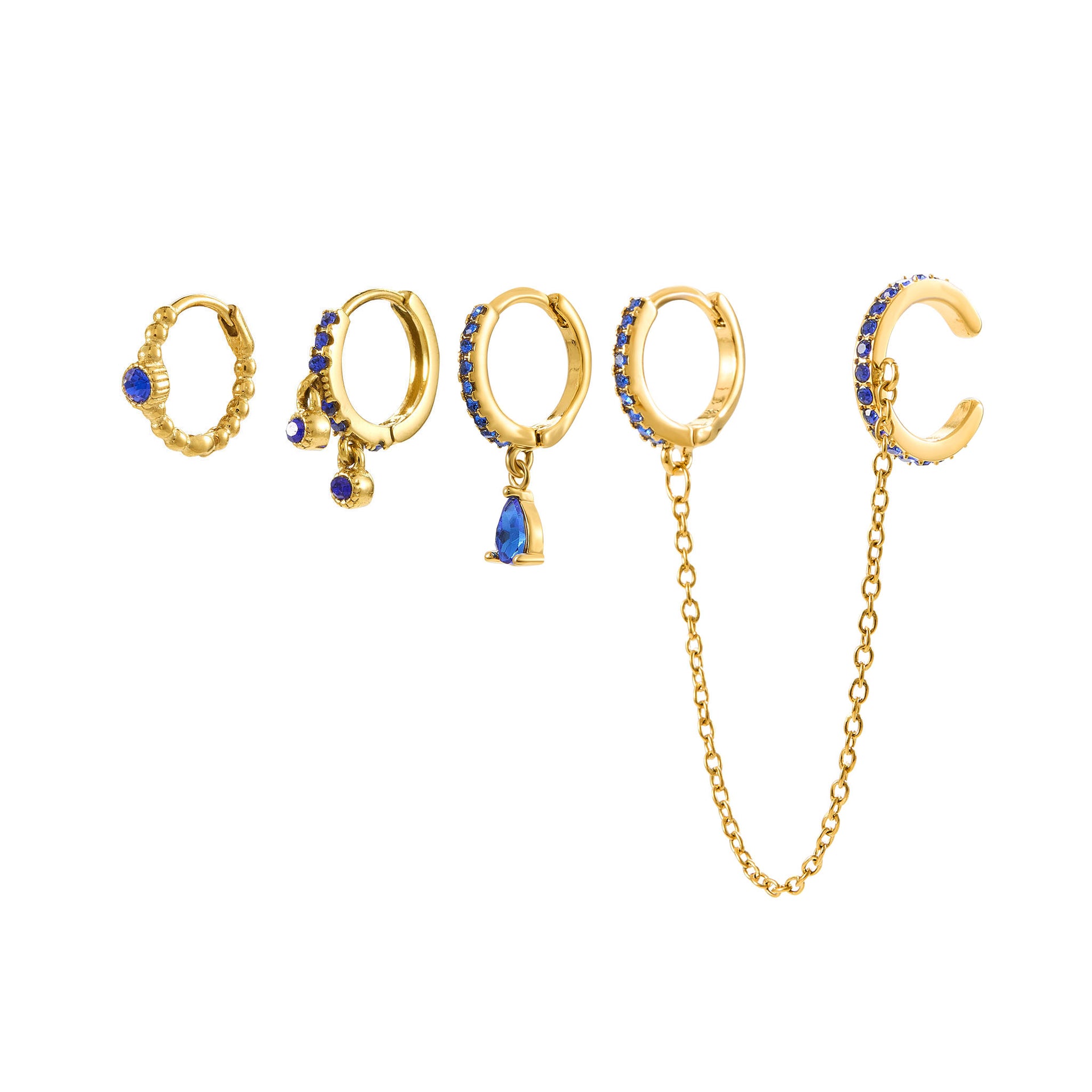 Anna Gold Huggie Earring Stacker Set
