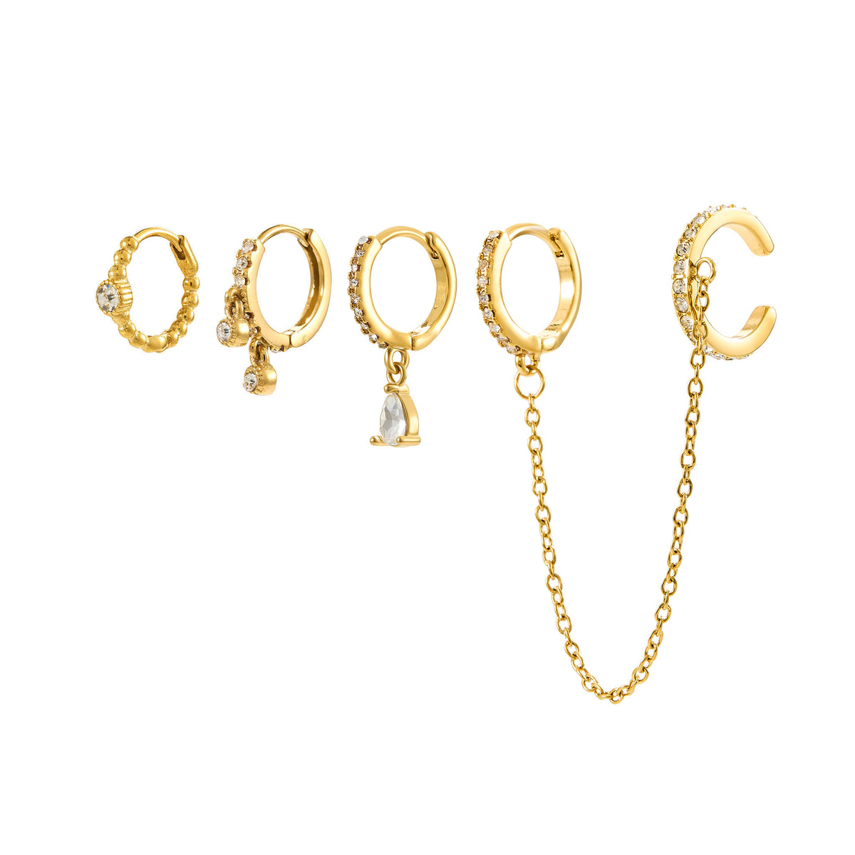 Anna Crystal Huggie Earring Stacker Set