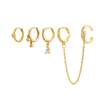 Anna Gold Crystal Huggie Earring Stacker Set