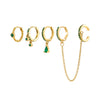 Anna Gold Green Huggie Earring Stacker Set