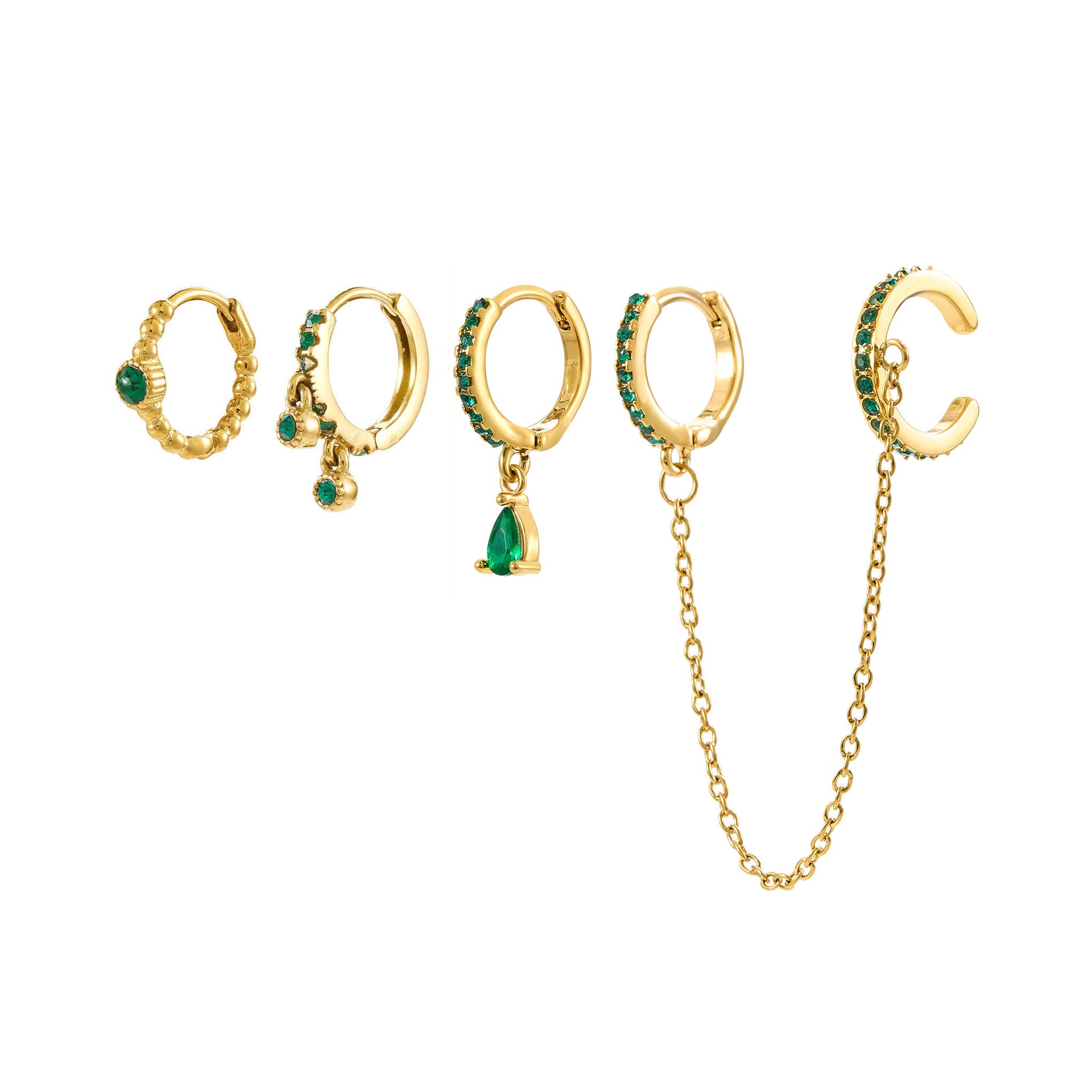 Anna Gold Huggie Earring Stacker Set