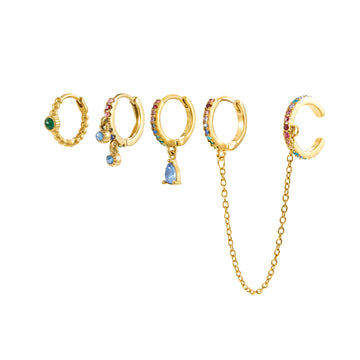 Anna Gold Rainbow Huggie Earring Stacker Set