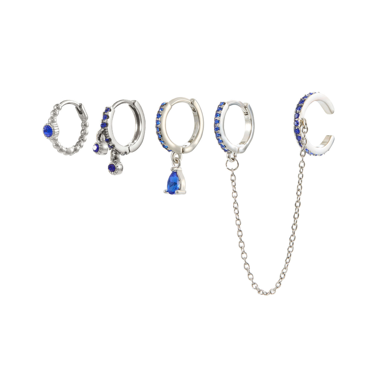 Anna Silver Huggie Earring Stacker Set