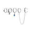 Anna Silver Blue Huggie Earring Stacker Set