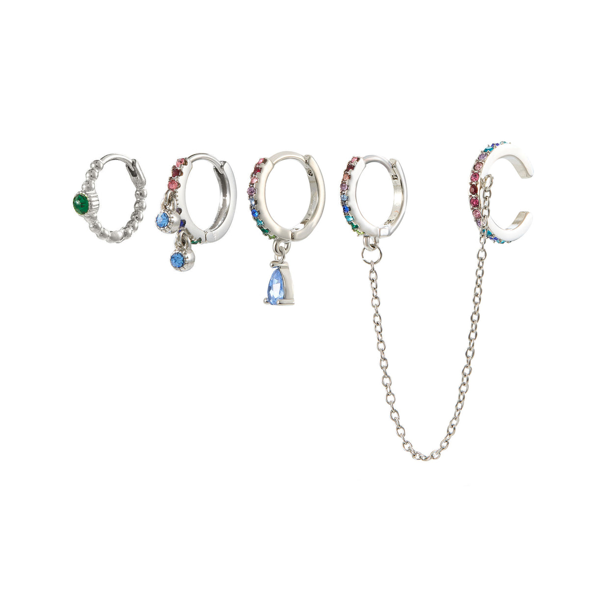 Anna Rainbow Huggie Earring Stacker Set