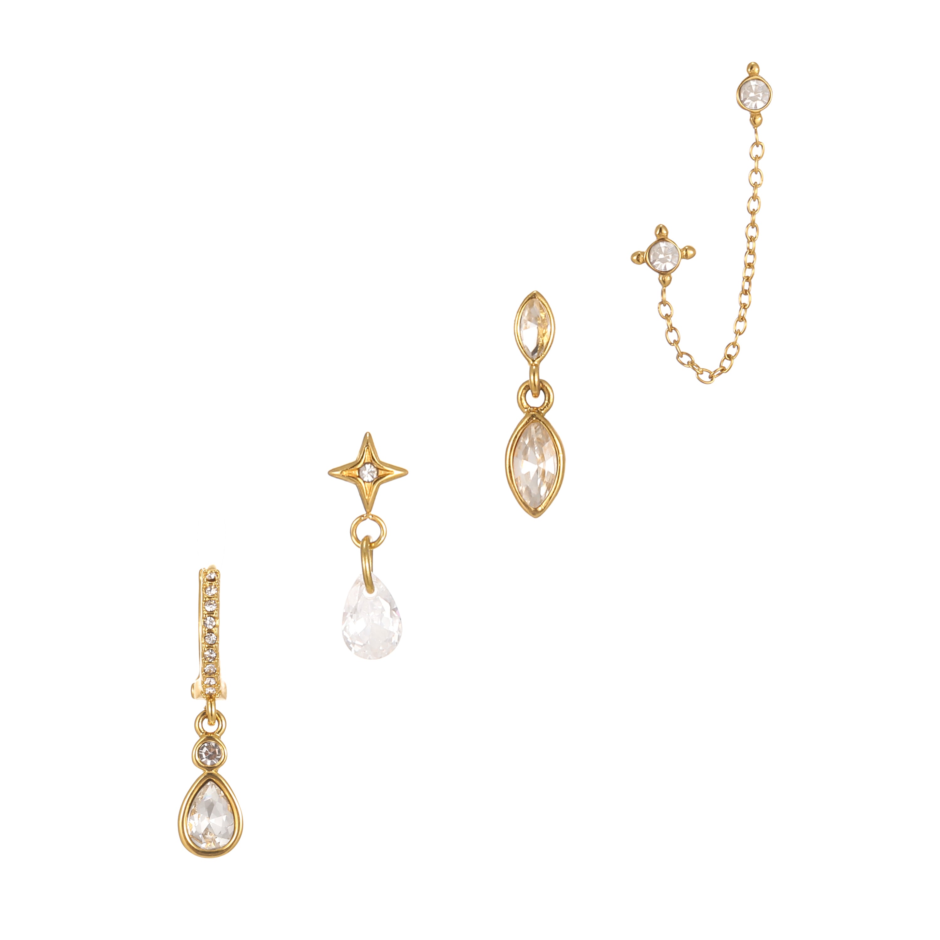 Annie Gold Crystal Earring Stacker Set – Bijoux De Mimi