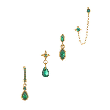 Annie Gold Green Earring Stacker Set