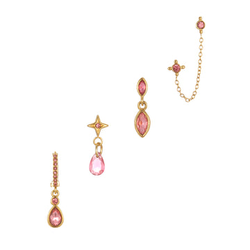 Annie Gold Pink Earring Stacker Set