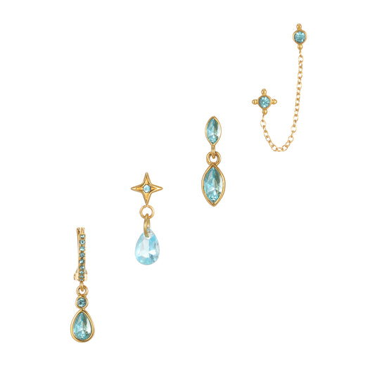 Annie Gold Turquoise Earring Stacker Set