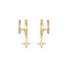 Anya Gold Crystal Star Double Huggie Earrings