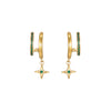 Anya Gold Green Star Double Huggie Earrings