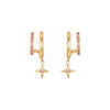 Anya Gold Pink Star Double Huggie Earrings
