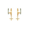 Anya Gold Turquoise Star Double Huggie Earrings