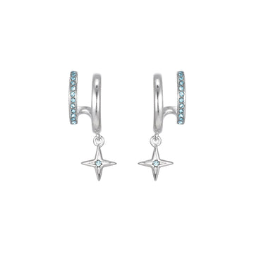 Anya Silver Turquoise Star Double Huggie Earrings