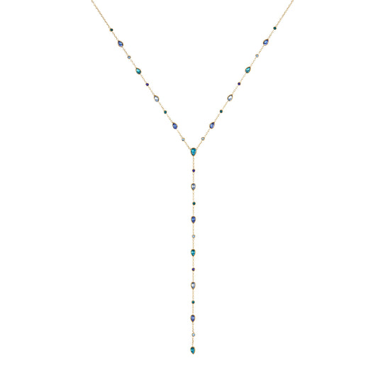 Araminta Blue Gold Droplet Necklace