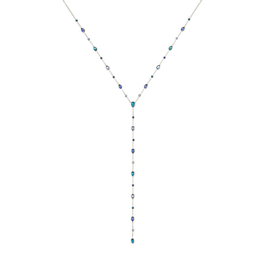 Araminta Blue Silver Droplet Necklace