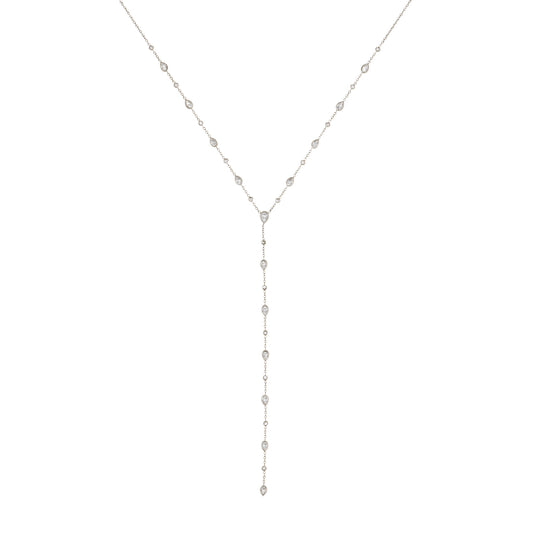 Araminta Crystal Silver Droplet Necklace