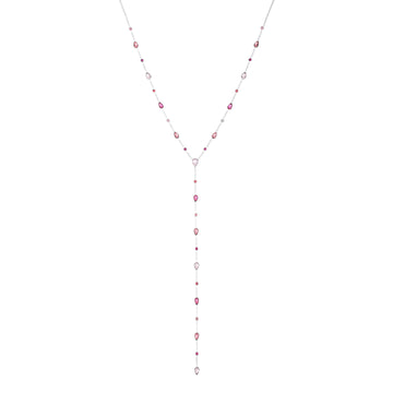 Araminta Silver Pink Droplet Necklace