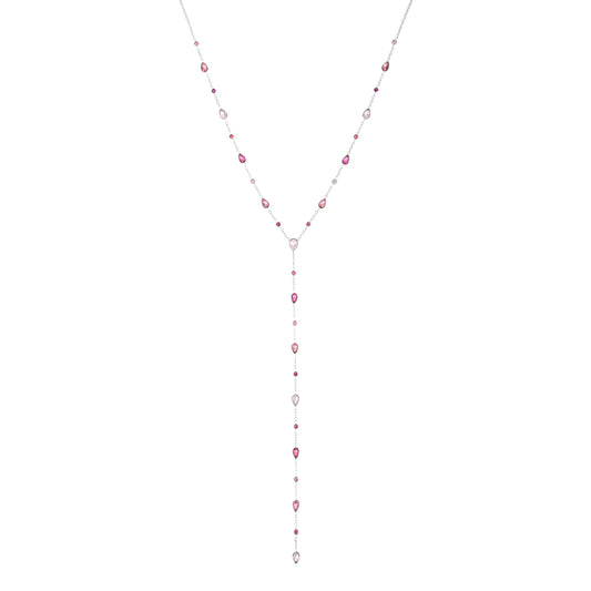 Araminta Silver Pink Droplet Necklace